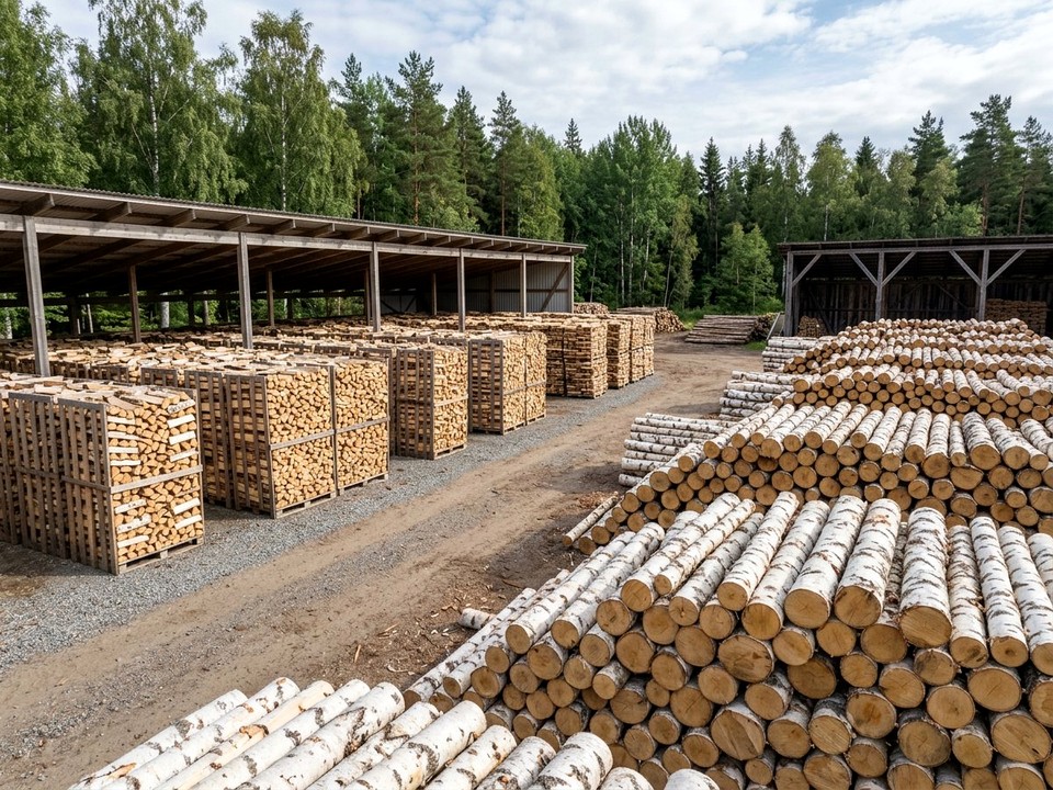 Кругляк берёзовый для распила в Кубинке